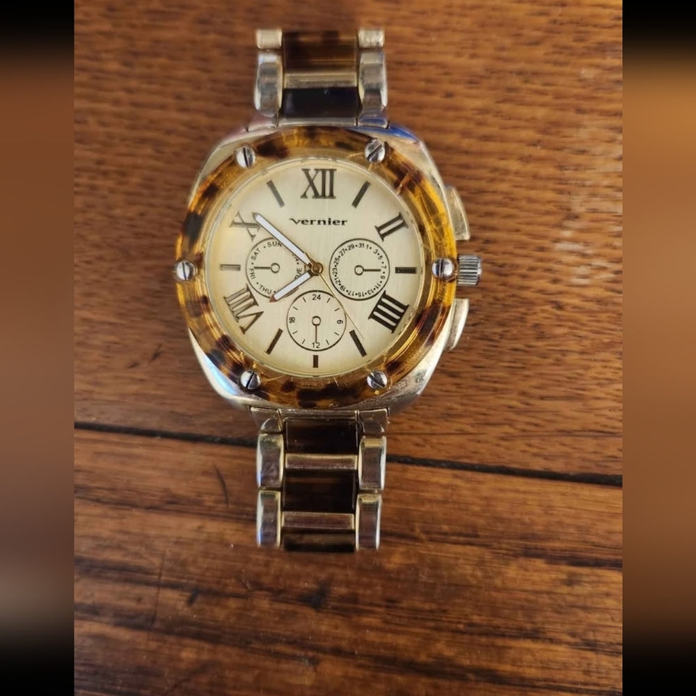 Vernier Gold and Brown Watch